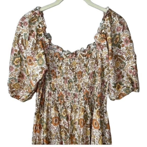 Moonsea Floral Smocked Puff Sleeve Midi Dress Size L - Picture 5 of 9